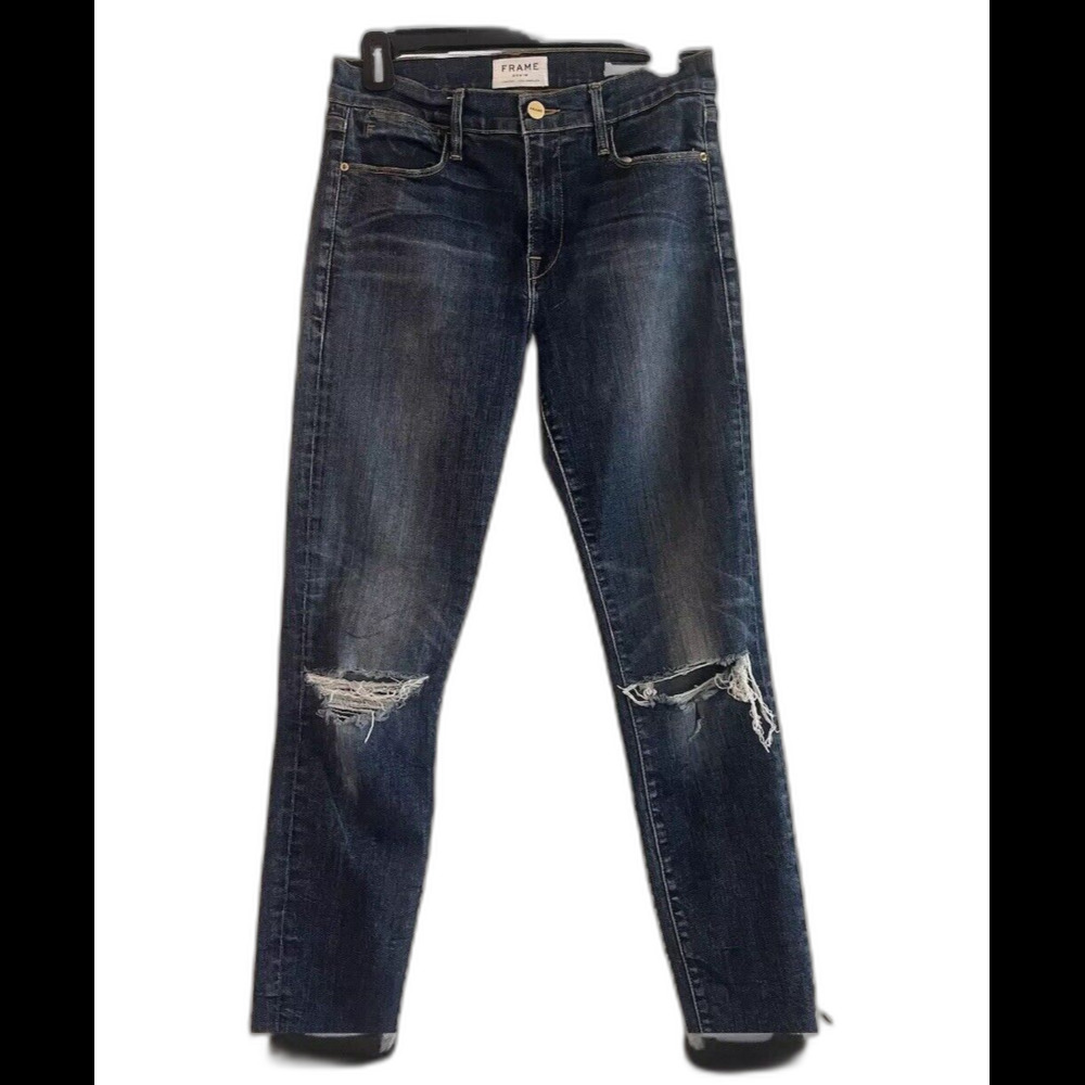 Frame Le High Skinny Harvard Denim Jeans Womens 28 Blue Premium Luxury USA